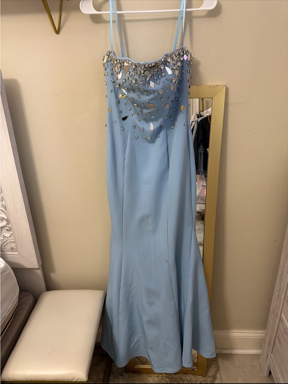 Mac Duggal Powder Blue Strapless Embellished Gown - Picture 2 of 2